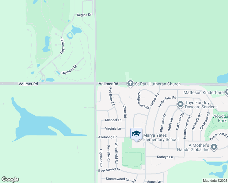 map of restaurants, bars, coffee shops, grocery stores, and more near 39 Churn Road in Matteson