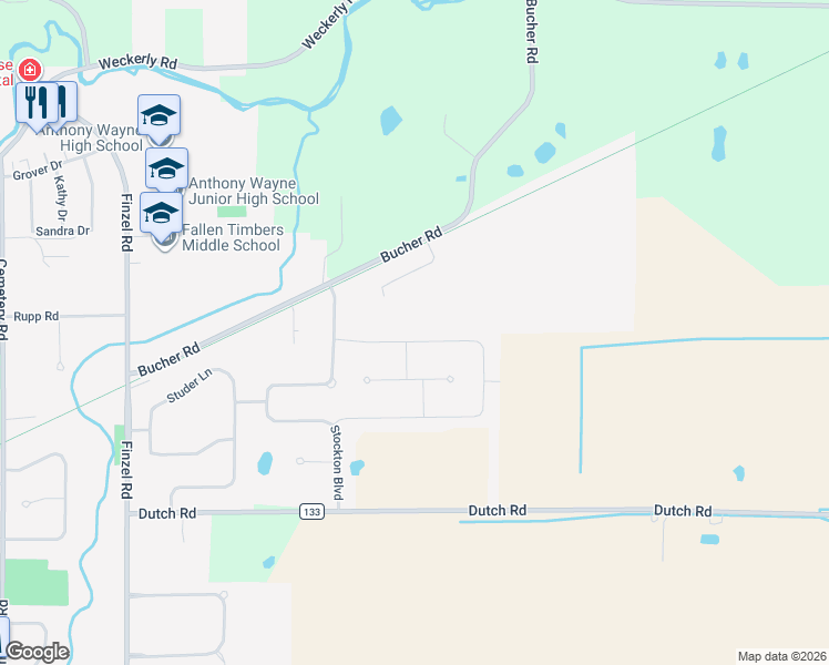 map of restaurants, bars, coffee shops, grocery stores, and more near 9540 Newbury Lane in Whitehouse