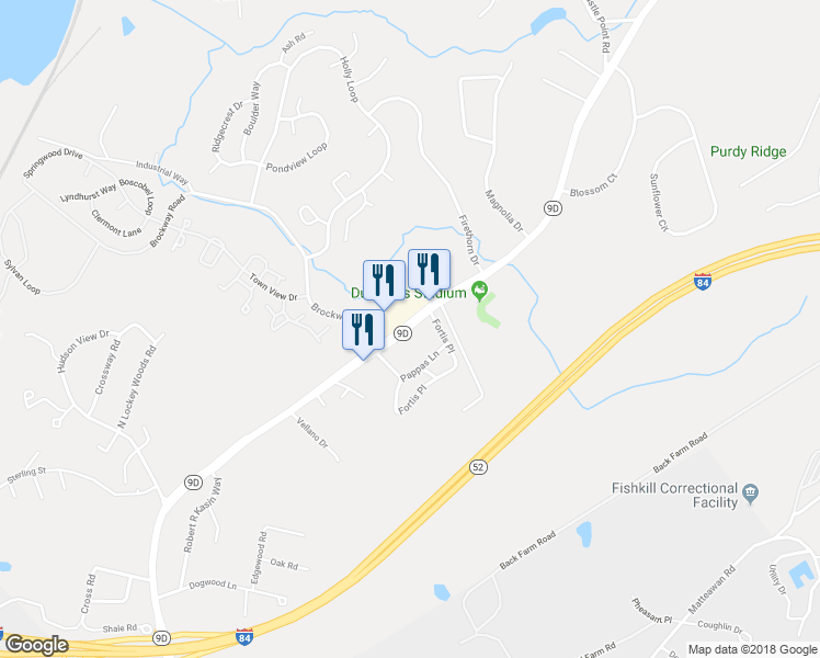 map of restaurants, bars, coffee shops, grocery stores, and more near 1490 Route 9D in Wappingers Falls