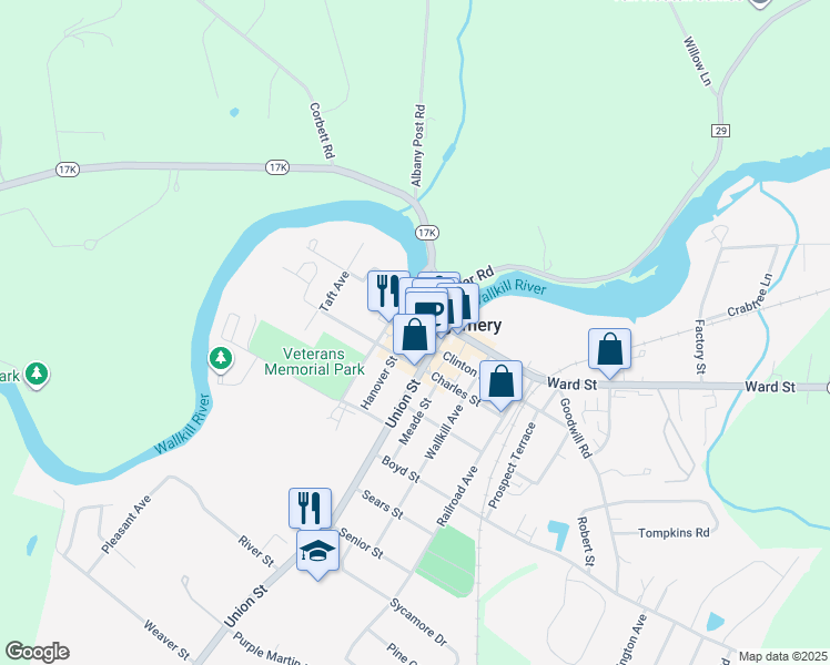 map of restaurants, bars, coffee shops, grocery stores, and more near 74 Clinton Street in Montgomery