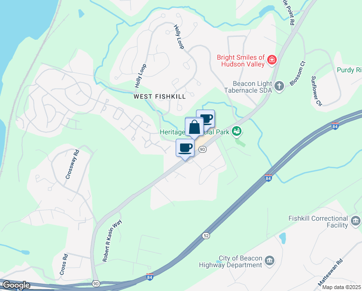 map of restaurants, bars, coffee shops, grocery stores, and more near 29 Brockway Road in Wappingers Falls