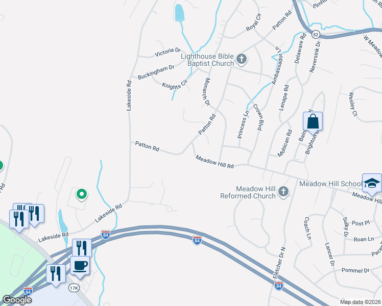 map of restaurants, bars, coffee shops, grocery stores, and more near 215 Meadow Hill Road in Newburgh