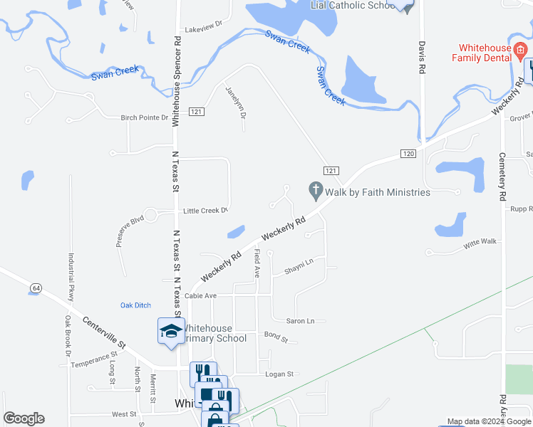 map of restaurants, bars, coffee shops, grocery stores, and more near 10751 Brexton Court in Whitehouse