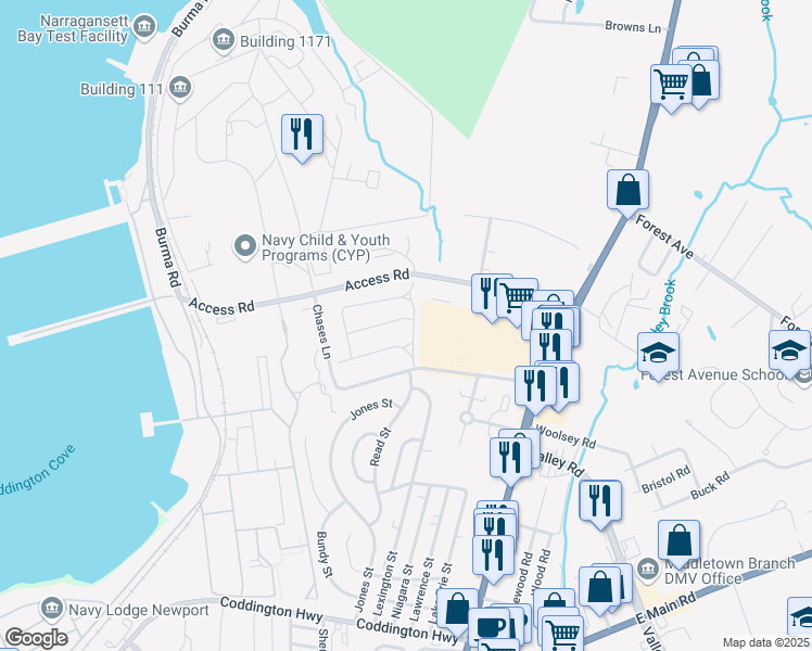 map of restaurants, bars, coffee shops, grocery stores, and more near 8 Casey Dr in Middletown
