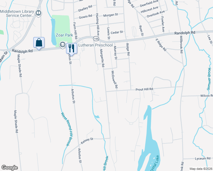 map of restaurants, bars, coffee shops, grocery stores, and more near 178 Margarite Road in Middletown