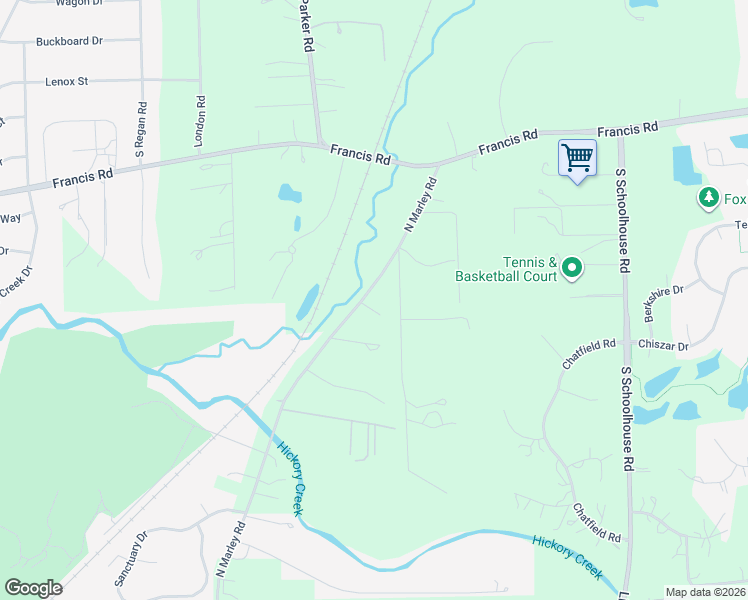 map of restaurants, bars, coffee shops, grocery stores, and more near 1101 Hillside Drive in New Lenox
