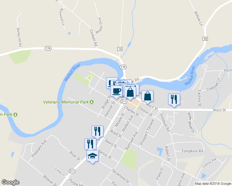 map of restaurants, bars, coffee shops, grocery stores, and more near 64 Clinton Street in Montgomery