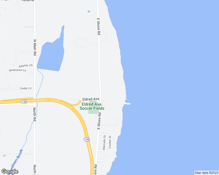 map of restaurants, bars, coffee shops, grocery stores, and more near 256 East Shore Road in Jamestown