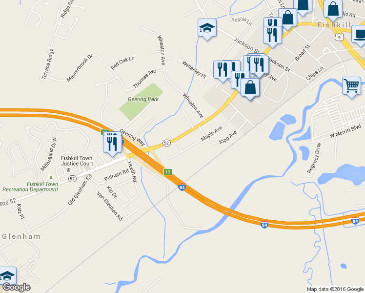 map of restaurants, bars, coffee shops, grocery stores, and more near 67 Maple Avenue in Fishkill