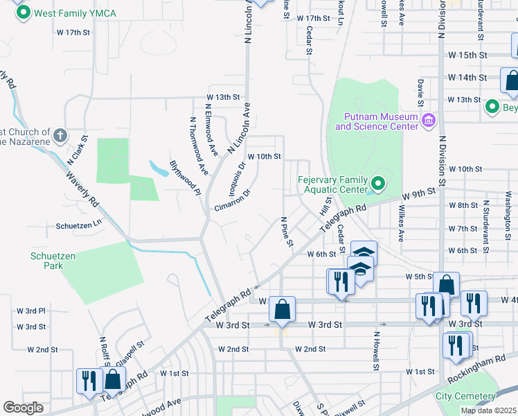 map of restaurants, bars, coffee shops, grocery stores, and more near 815 Siegfriedt in Davenport