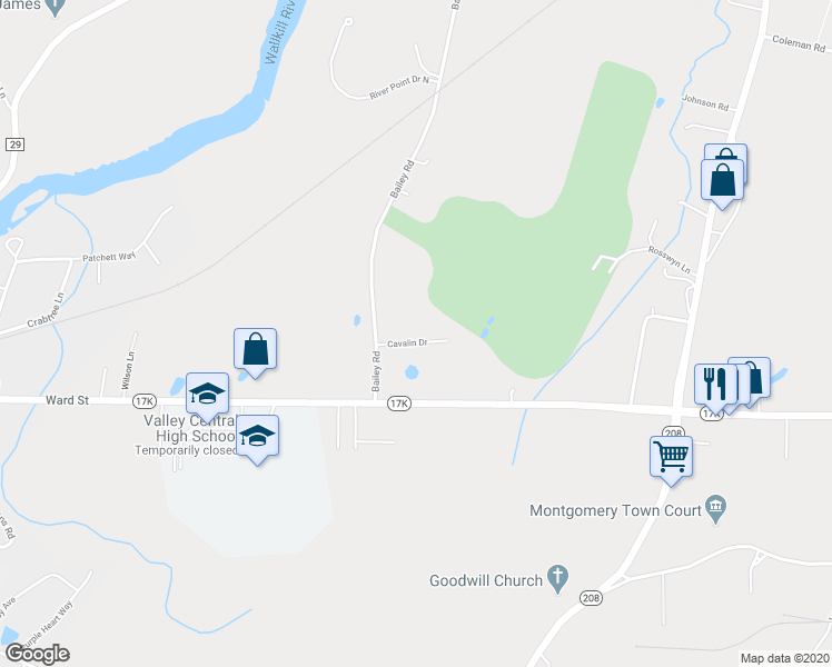 map of restaurants, bars, coffee shops, grocery stores, and more near 9 Cavalin Drive in Montgomery