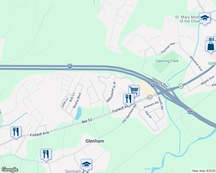 map of restaurants, bars, coffee shops, grocery stores, and more near 69 Spruce Ridge Drive in Fishkill