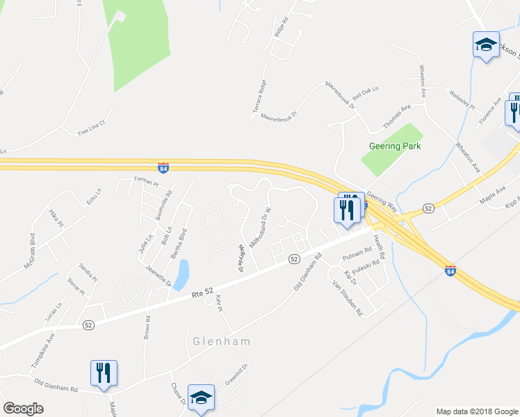map of restaurants, bars, coffee shops, grocery stores, and more near 15 Burnham Court in Fishkill