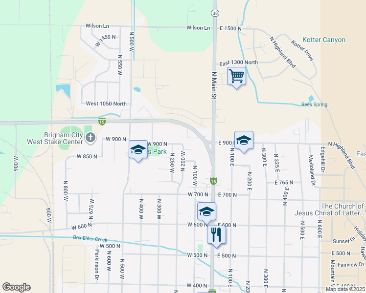 map of restaurants, bars, coffee shops, grocery stores, and more near 965 North 200 West in Brigham City