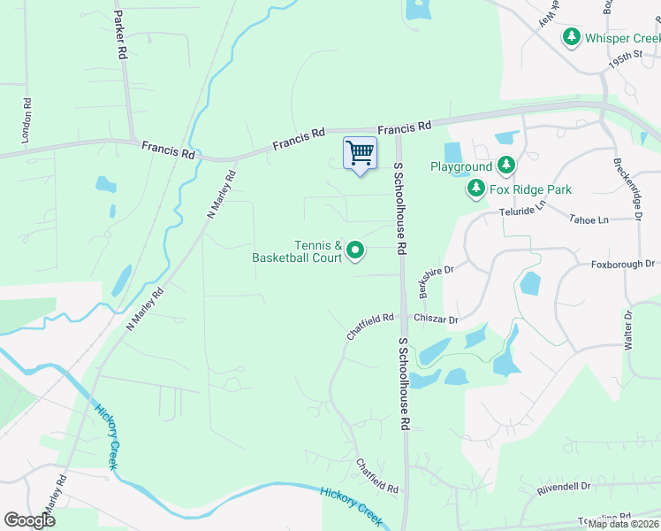 map of restaurants, bars, coffee shops, grocery stores, and more near 19840 South Schoolhouse Road in New Lenox