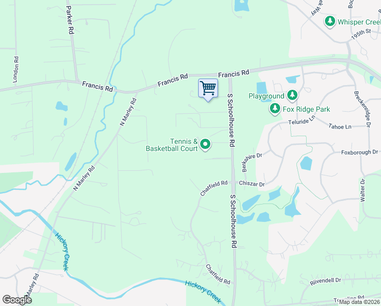 map of restaurants, bars, coffee shops, grocery stores, and more near 19840 South Schoolhouse Road in New Lenox