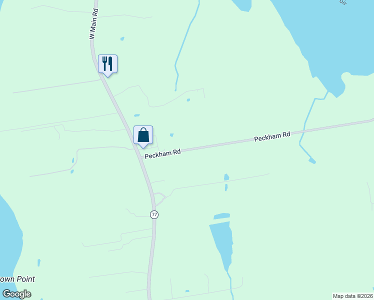 map of restaurants, bars, coffee shops, grocery stores, and more near 264 Peckham Road in Little Compton
