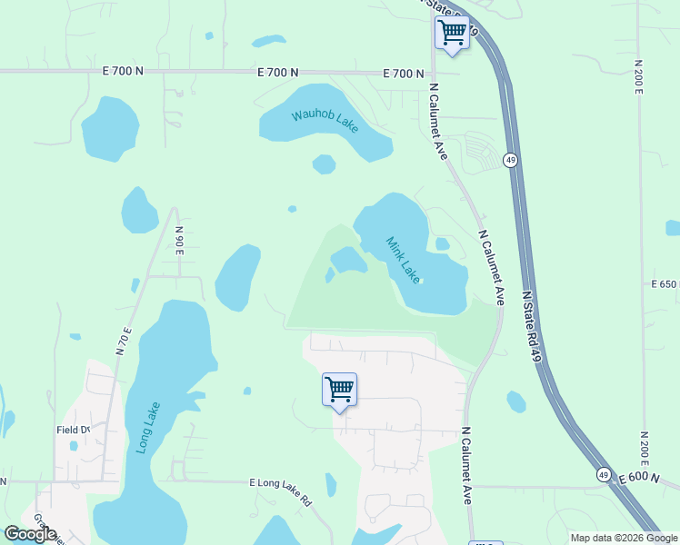 map of restaurants, bars, coffee shops, grocery stores, and more near 100 East 638 North in Valparaiso