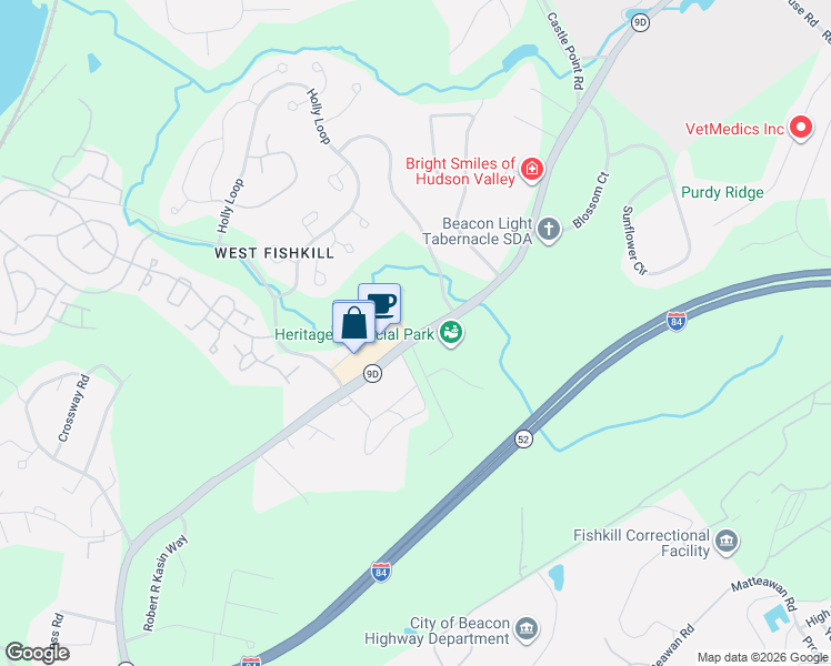 map of restaurants, bars, coffee shops, grocery stores, and more near 1169 Highway 9D in Wappingers Falls