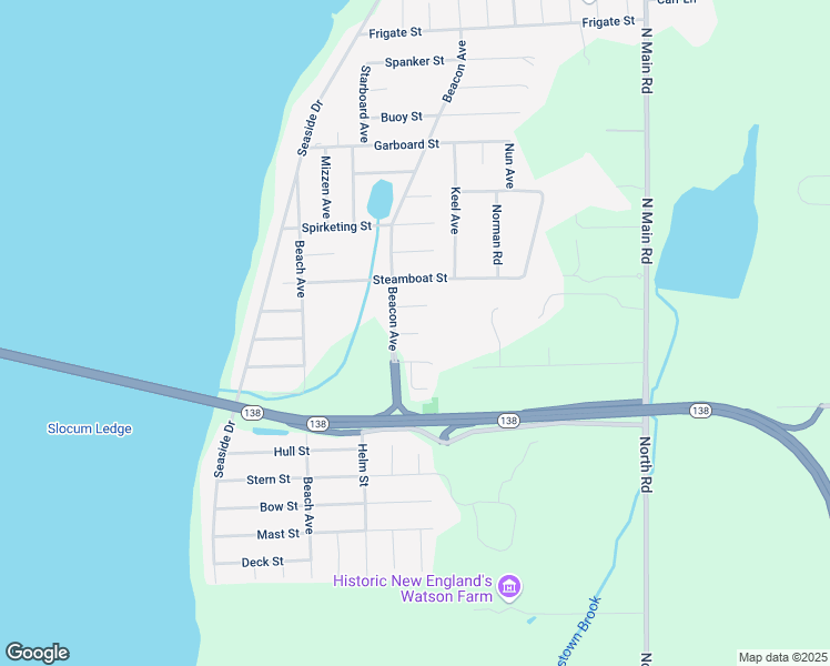 map of restaurants, bars, coffee shops, grocery stores, and more near 9 Riptide Street in Jamestown