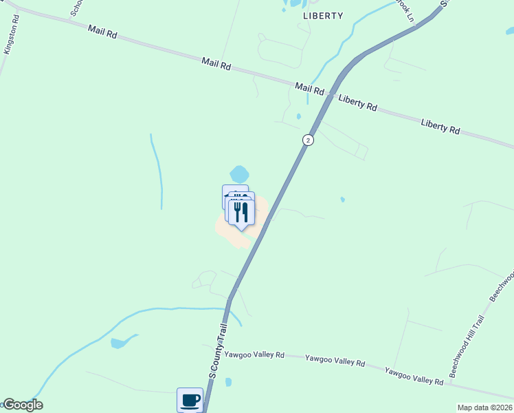 map of restaurants, bars, coffee shops, grocery stores, and more near 561 South County Trail in Exeter