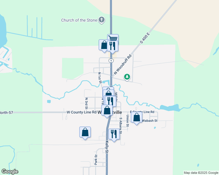 map of restaurants, bars, coffee shops, grocery stores, and more near 211 North Main Street in Wolcottville