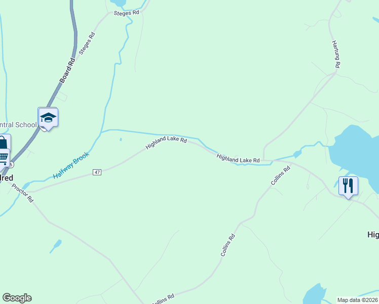 map of restaurants, bars, coffee shops, grocery stores, and more near 60 Highland Lake Road in Eldred