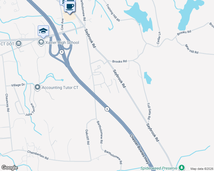 map of restaurants, bars, coffee shops, grocery stores, and more near 214 Woodbury Circle in Middletown