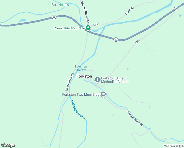 map of restaurants, bars, coffee shops, grocery stores, and more near Centre Street in Mehoopany