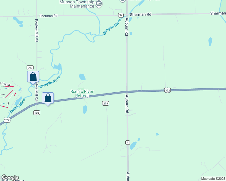 map of restaurants, bars, coffee shops, grocery stores, and more near 11018 Mayfield Road in Chardon