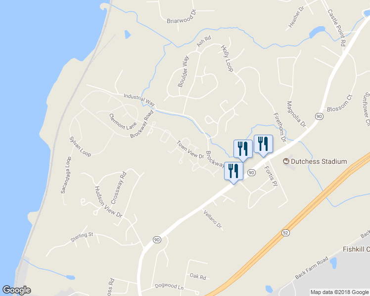 map of restaurants, bars, coffee shops, grocery stores, and more near 161 Town View Drive in Wappingers Falls