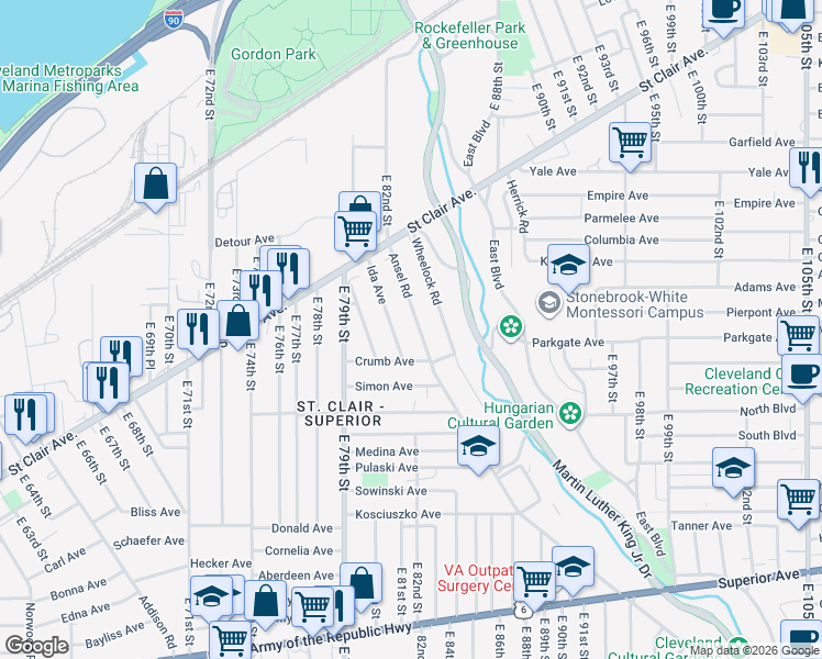 map of restaurants, bars, coffee shops, grocery stores, and more near 965 Ida Avenue in Cleveland