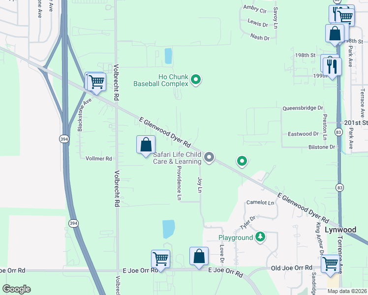 map of restaurants, bars, coffee shops, grocery stores, and more near 20143 Joy Lane in Lynwood