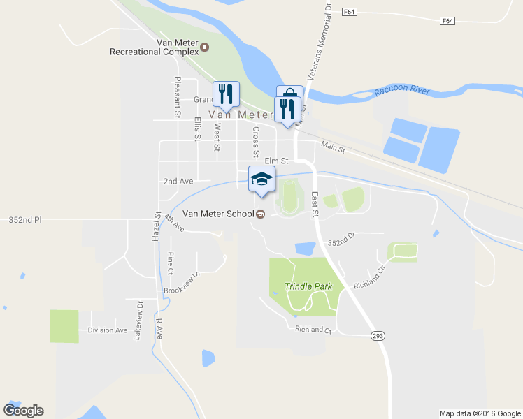 map of restaurants, bars, coffee shops, grocery stores, and more near 520 1st Ave in Van Meter