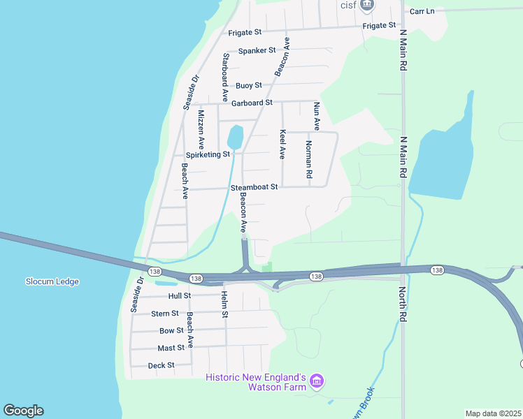 map of restaurants, bars, coffee shops, grocery stores, and more near 9 Riptide Street in Jamestown