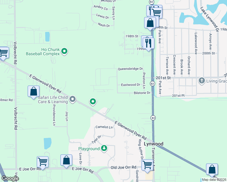 map of restaurants, bars, coffee shops, grocery stores, and more near 2148 Bilstone Drive in Lynwood