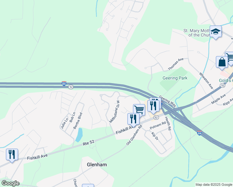 map of restaurants, bars, coffee shops, grocery stores, and more near 9 Spruce Ridge Drive in Fishkill