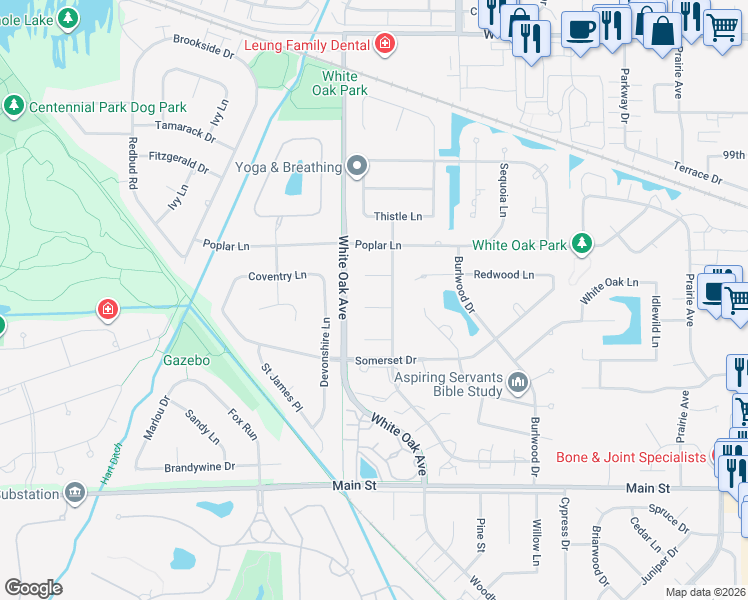 map of restaurants, bars, coffee shops, grocery stores, and more near 1627 Zephyr Court in Munster
