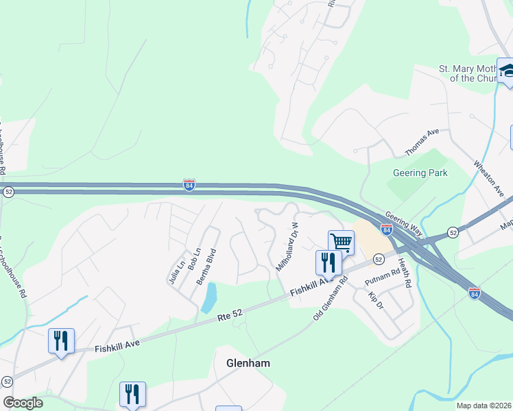 map of restaurants, bars, coffee shops, grocery stores, and more near 2 Cambridge Court in Fishkill