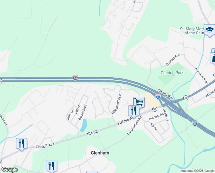 map of restaurants, bars, coffee shops, grocery stores, and more near 2 Cambridge Court in Fishkill