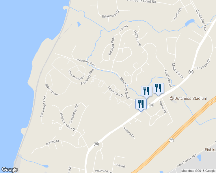 map of restaurants, bars, coffee shops, grocery stores, and more near 11 Town View Drive in Wappingers Falls