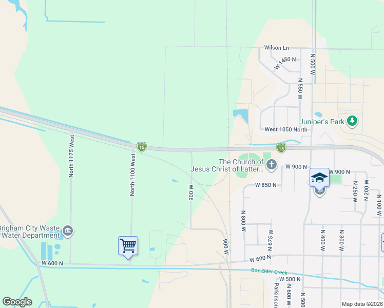 map of restaurants, bars, coffee shops, grocery stores, and more near North 975 West in Brigham City