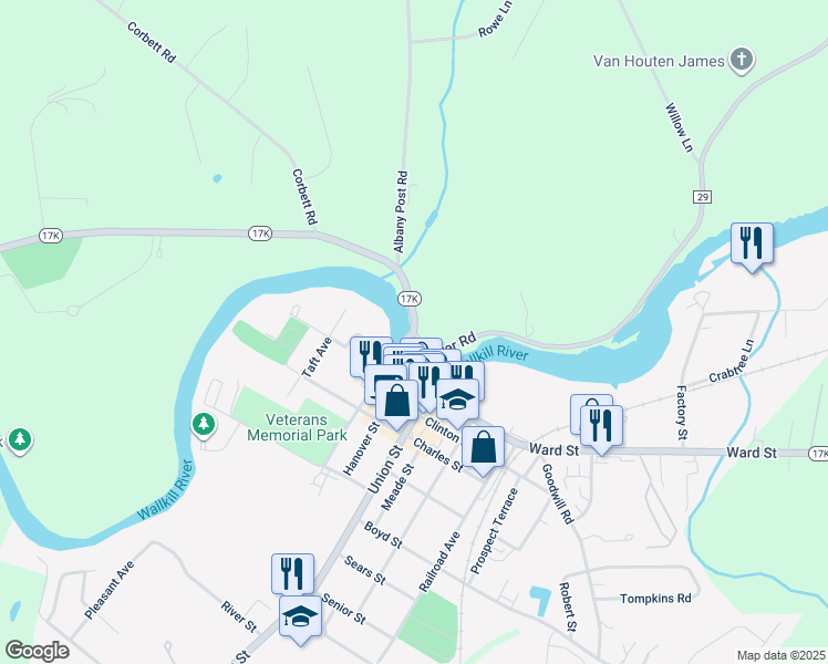 map of restaurants, bars, coffee shops, grocery stores, and more near 1500 New York 17K in Montgomery