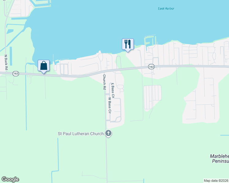 map of restaurants, bars, coffee shops, grocery stores, and more near West Bass Circle in Lakeside Marblehead