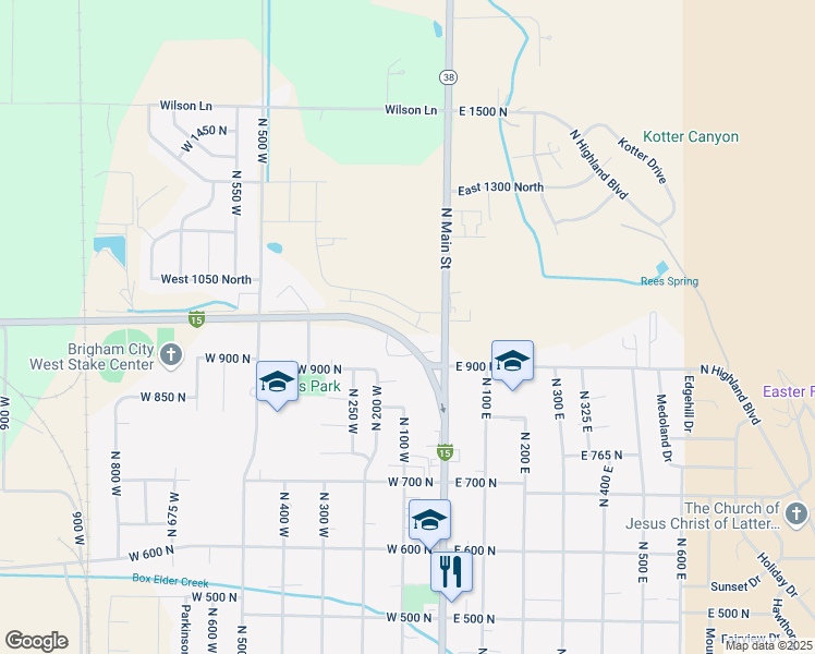 map of restaurants, bars, coffee shops, grocery stores, and more near 81 West 925 North in Brigham City