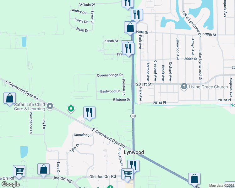 map of restaurants, bars, coffee shops, grocery stores, and more near 2284 Bilstone Drive in Lynwood