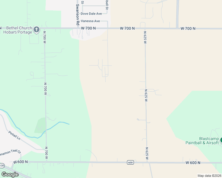 map of restaurants, bars, coffee shops, grocery stores, and more near 650 North 625 West in Hobart