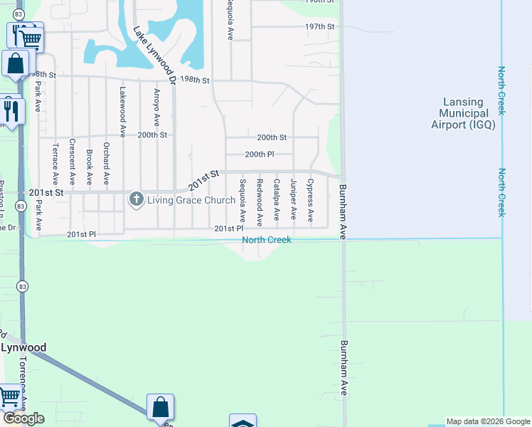 map of restaurants, bars, coffee shops, grocery stores, and more near 20152 Redwood Avenue in Lynwood