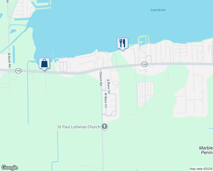map of restaurants, bars, coffee shops, grocery stores, and more near West Bass Circle in Lakeside Marblehead