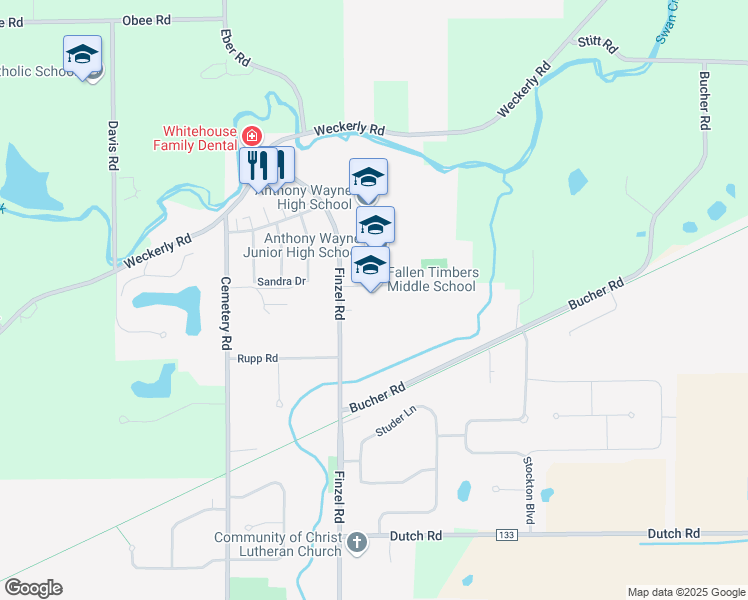 map of restaurants, bars, coffee shops, grocery stores, and more near 6119 Finzel Road in Whitehouse